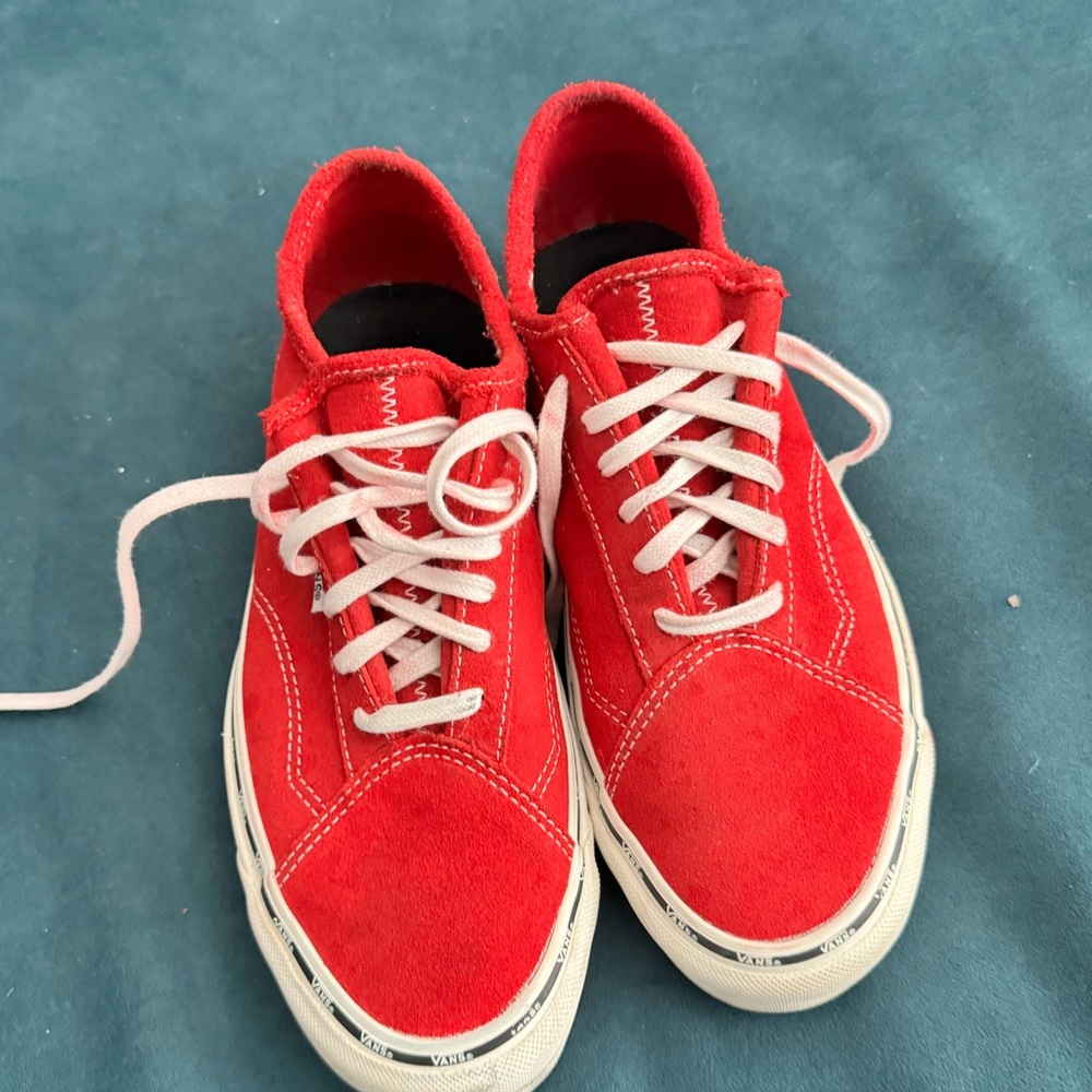 Vans red suede. Size 8.5 women’s. Almost new. Worn once